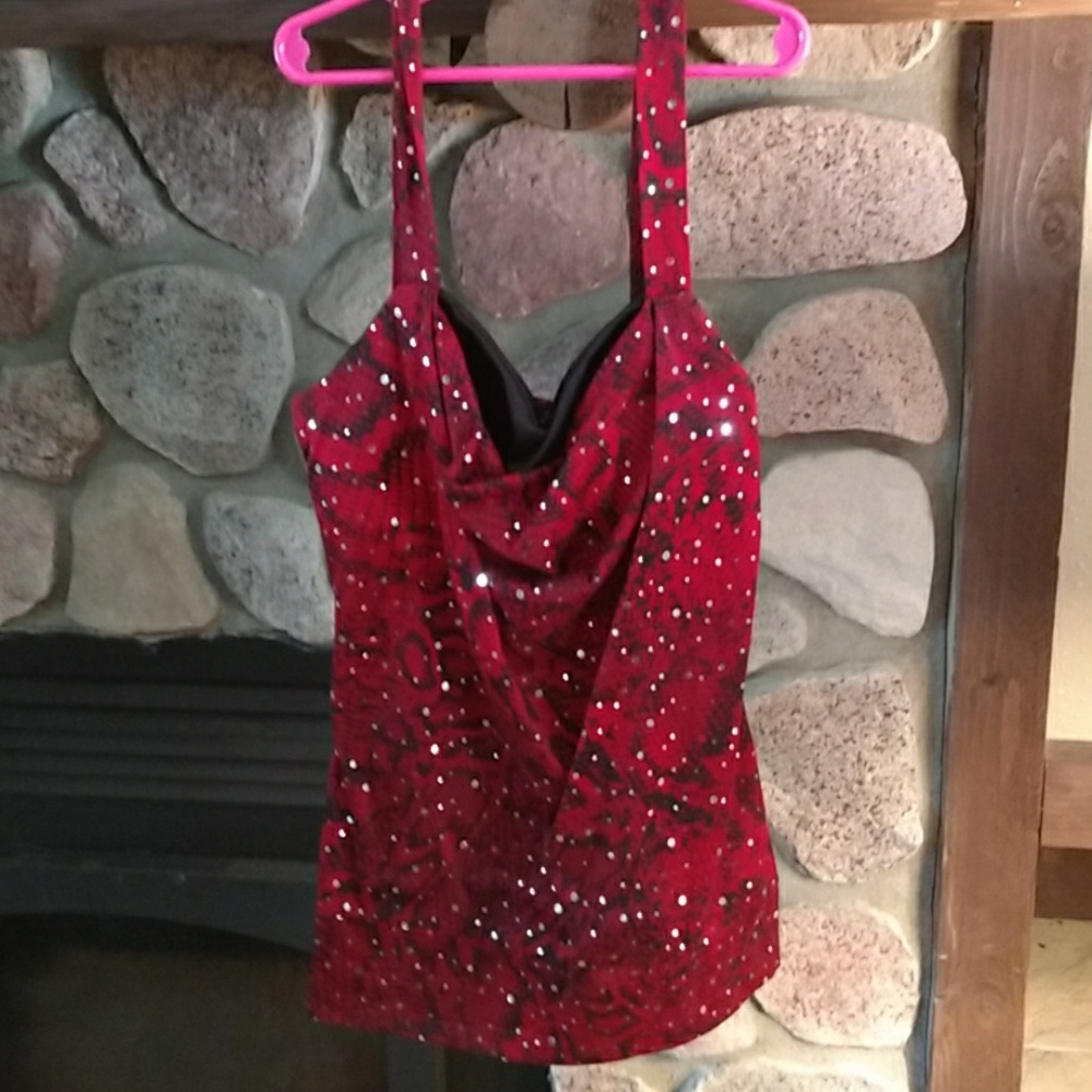 Red & black sparkly tank by Glo